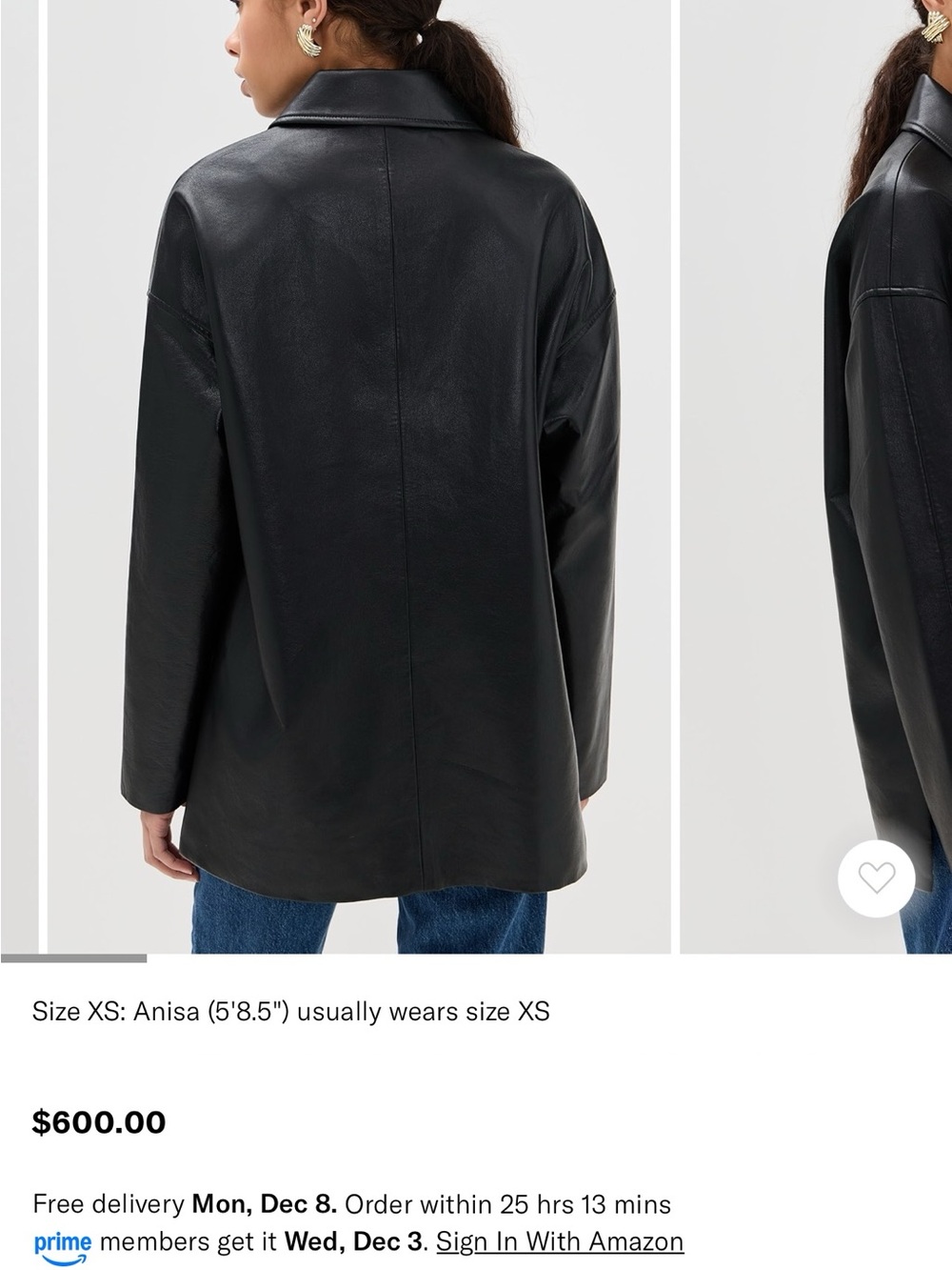 Anine Bing Luca Black Leather Button-Front Jacket with Gold Hardware - Picture 8 of 12
